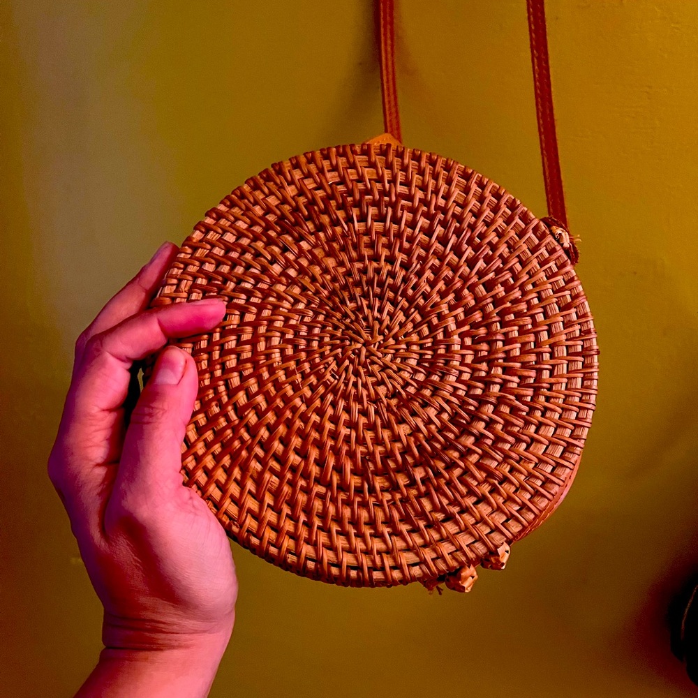 Urban Outfitters round hand-woven rattan  shoulder bag